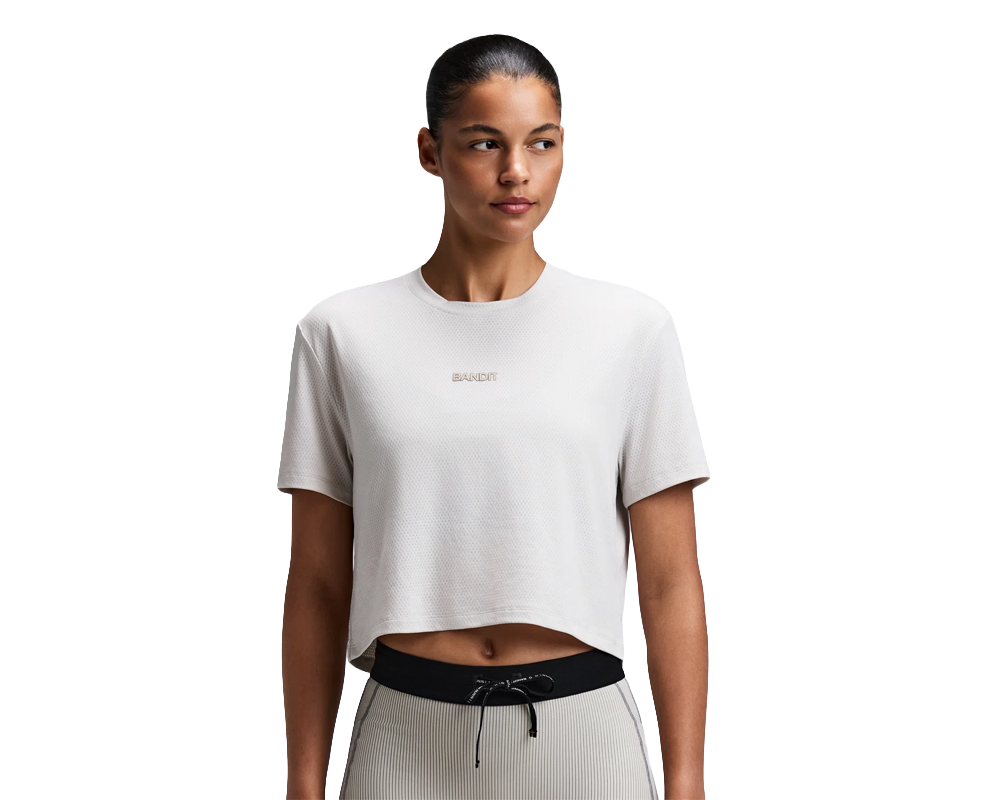 Playera manga corta Bandit Cropped Run Micromesh™ Mujer Plaster