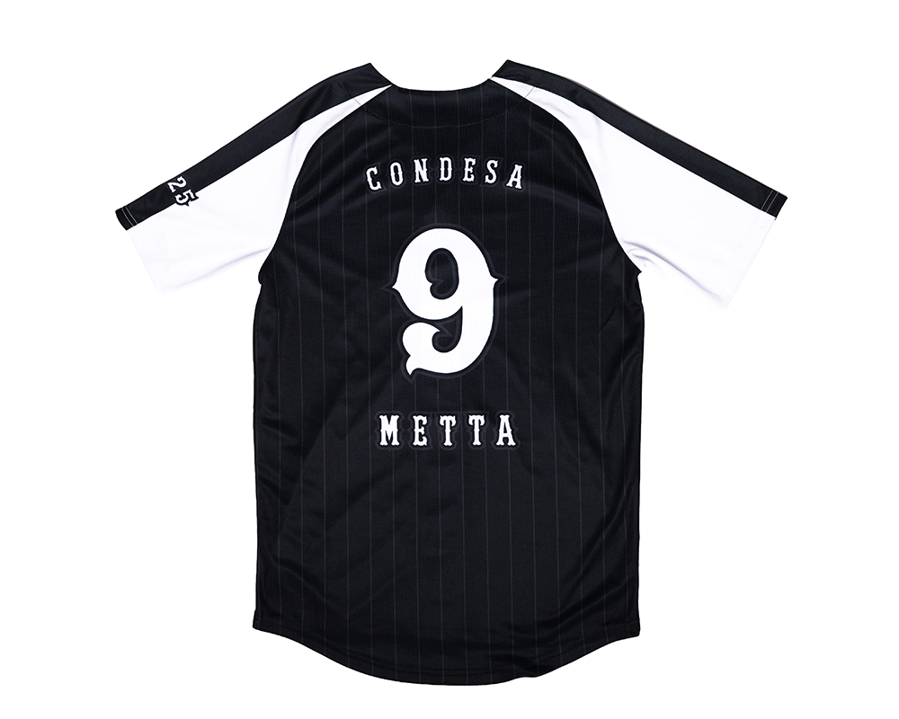 Jersey Baseball Metta Condesa Unisex Negro/Blanco