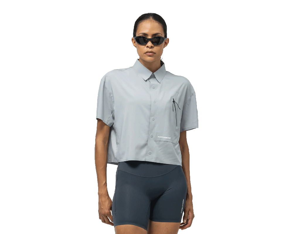 Camisa Cropped Camp Hermanos Koumori Mujer Dapple Gray