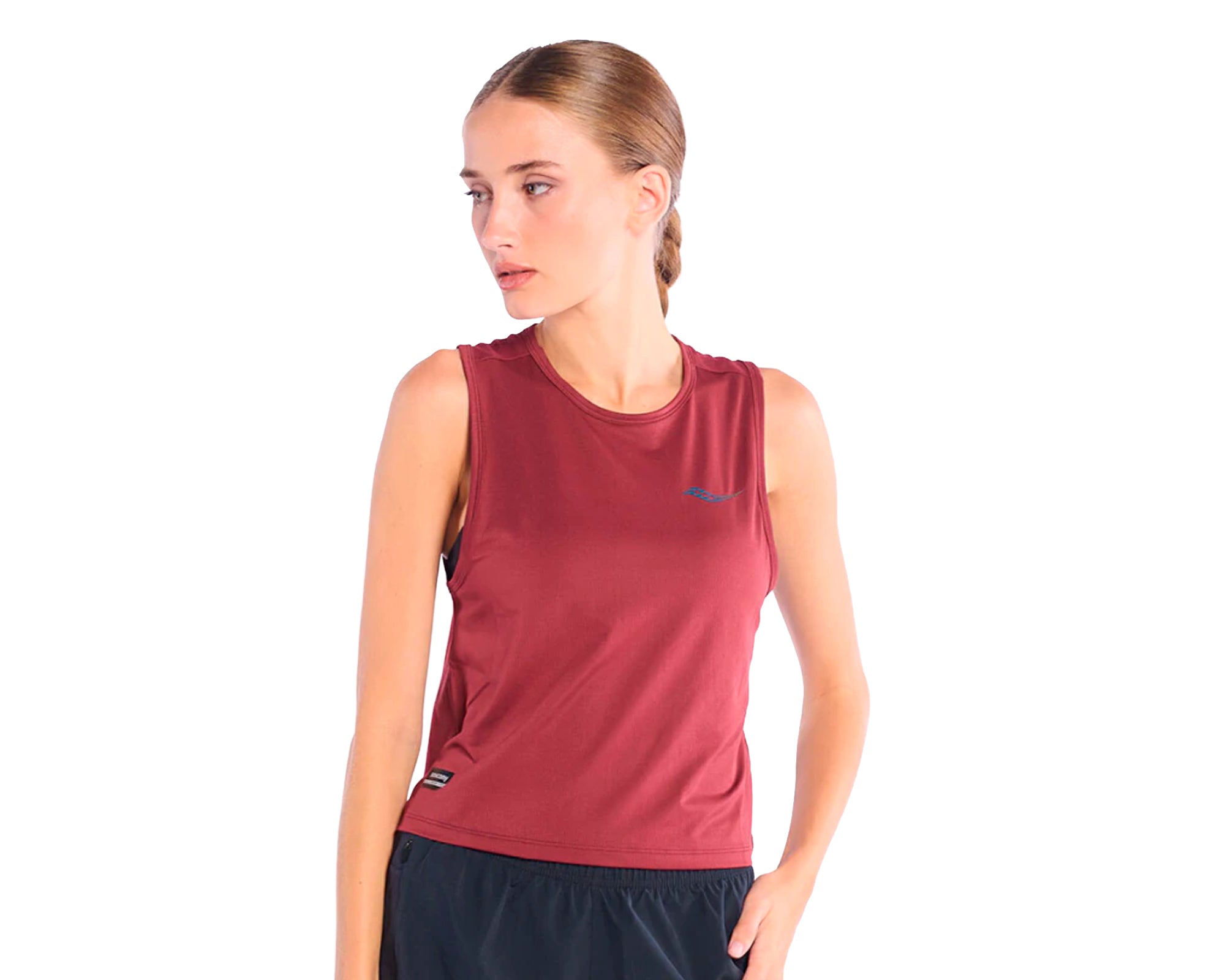 Saucony Stopwatch Crop Tank - Mujer Malbec Wine