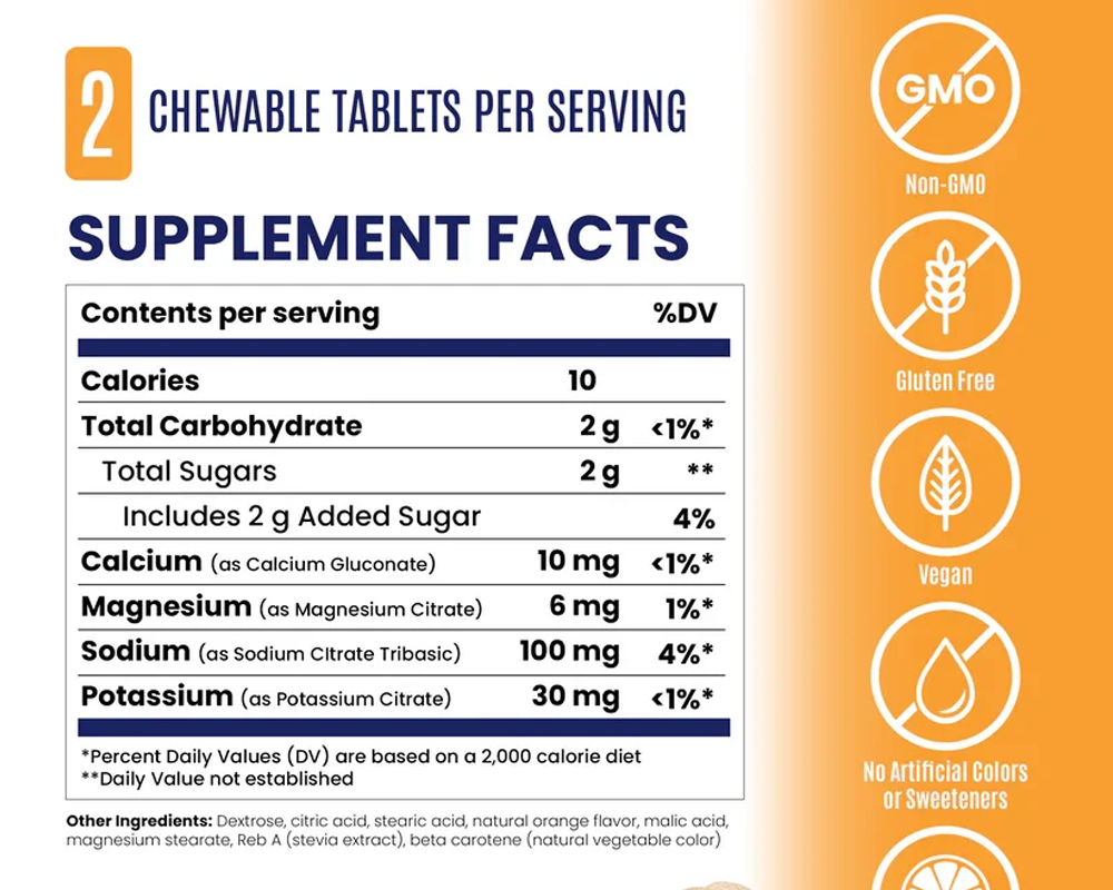 Tabletas masticables SaltStick Fastchews Orange