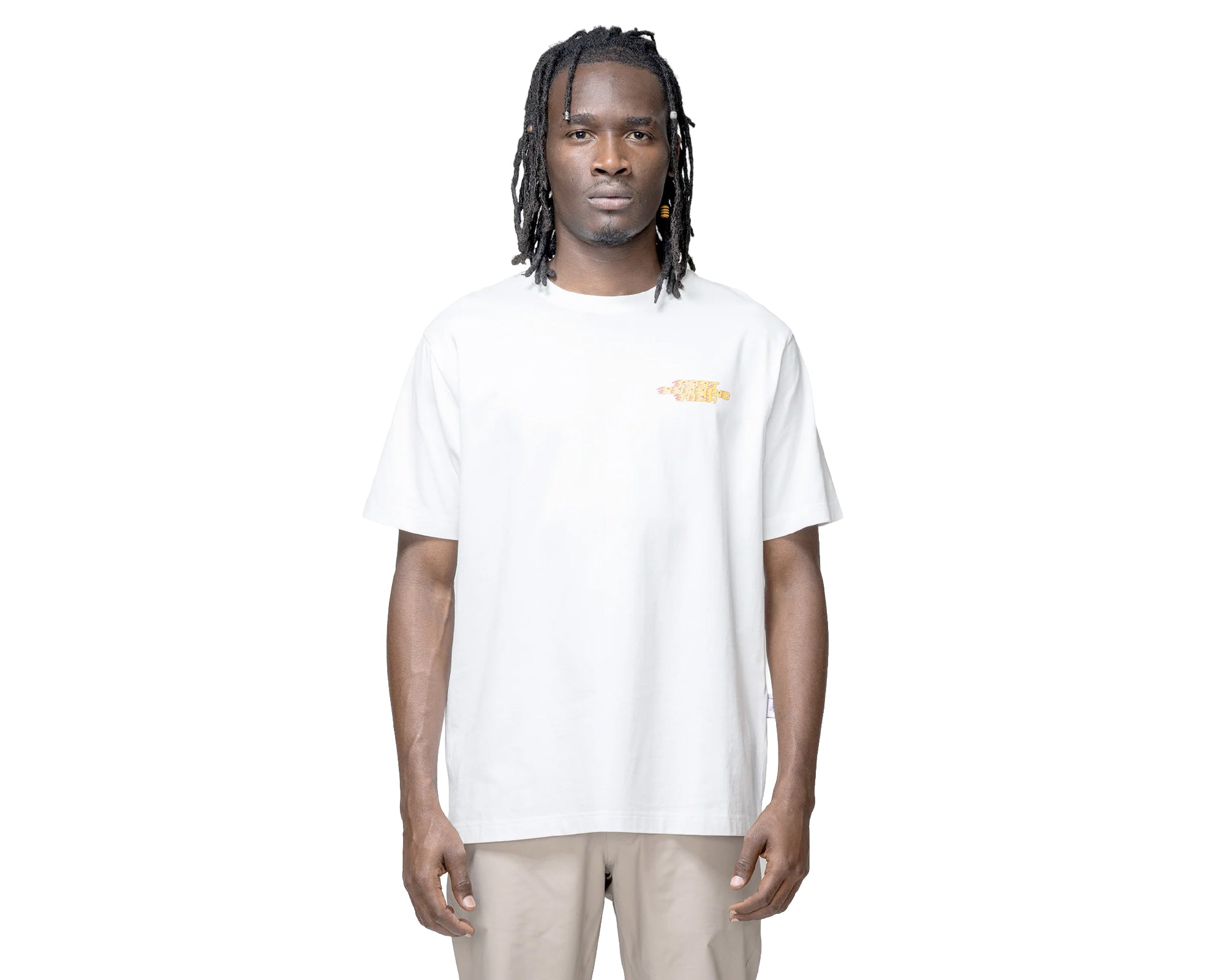 Hermanos Koumori Post Running High Flames Regular T-Shirt Blanca