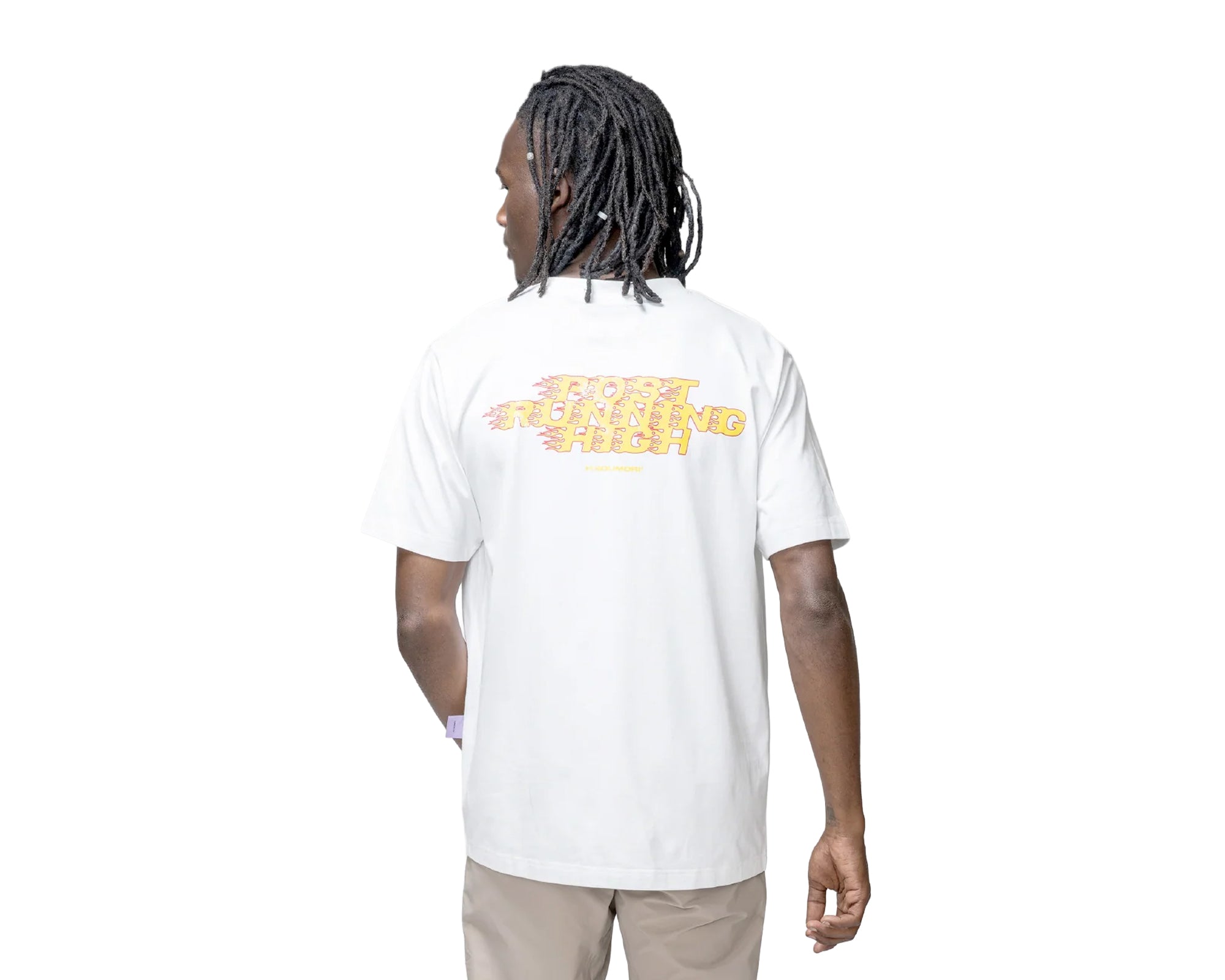 Hermanos Koumori Post Running High Flames Regular T-Shirt Blanca
