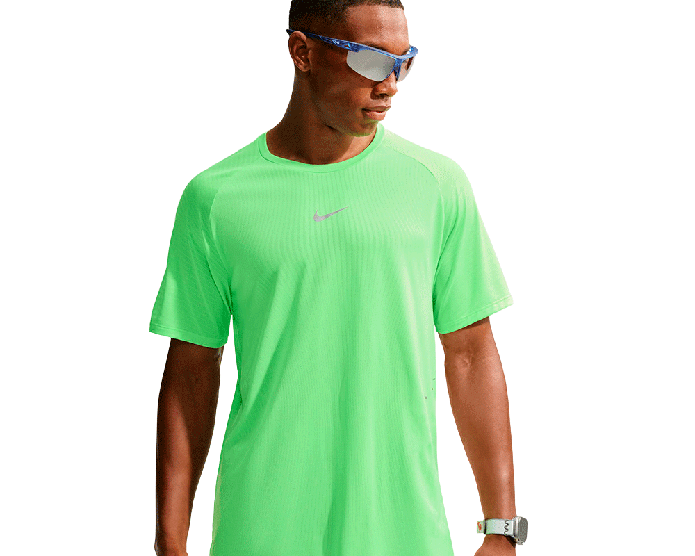 Playera de correr de manga corta Nike Aero-FIT Hombre VOLT/LIGHT SILVER/REFLECTIVE