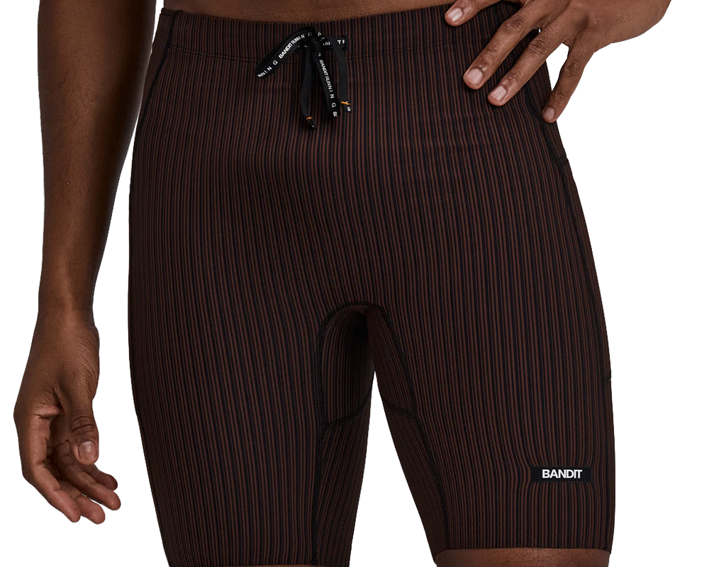 Bandit Striped Cadence™ 7 Pocket Lined Half Tights Cacao / Black - Hombre Cacao/Black