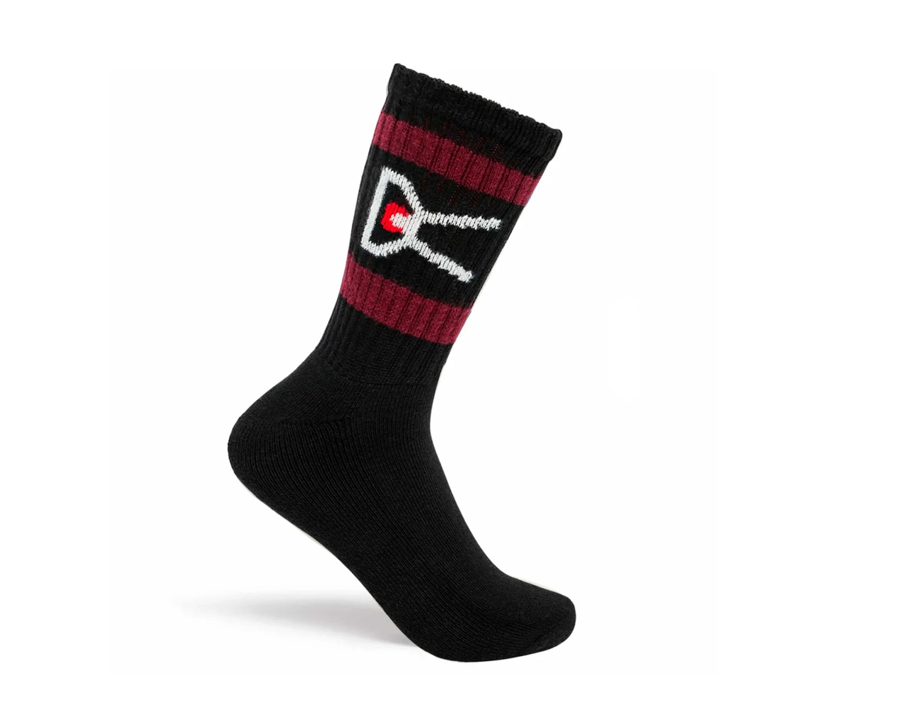District Vision USA Cotton Socks Black & Burgundy Stripe (2 PACK)