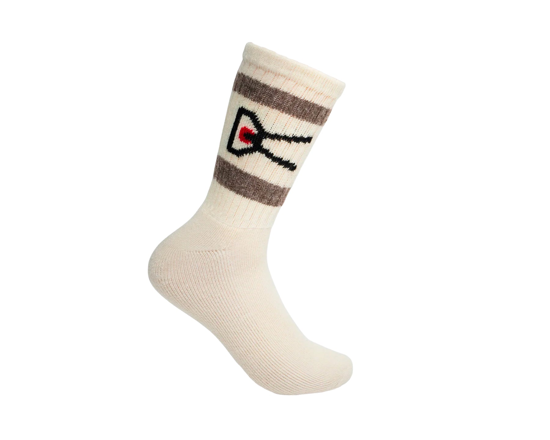 District Vision USA Cotton Socks Cream-Brown Stripe (2 PACK)
