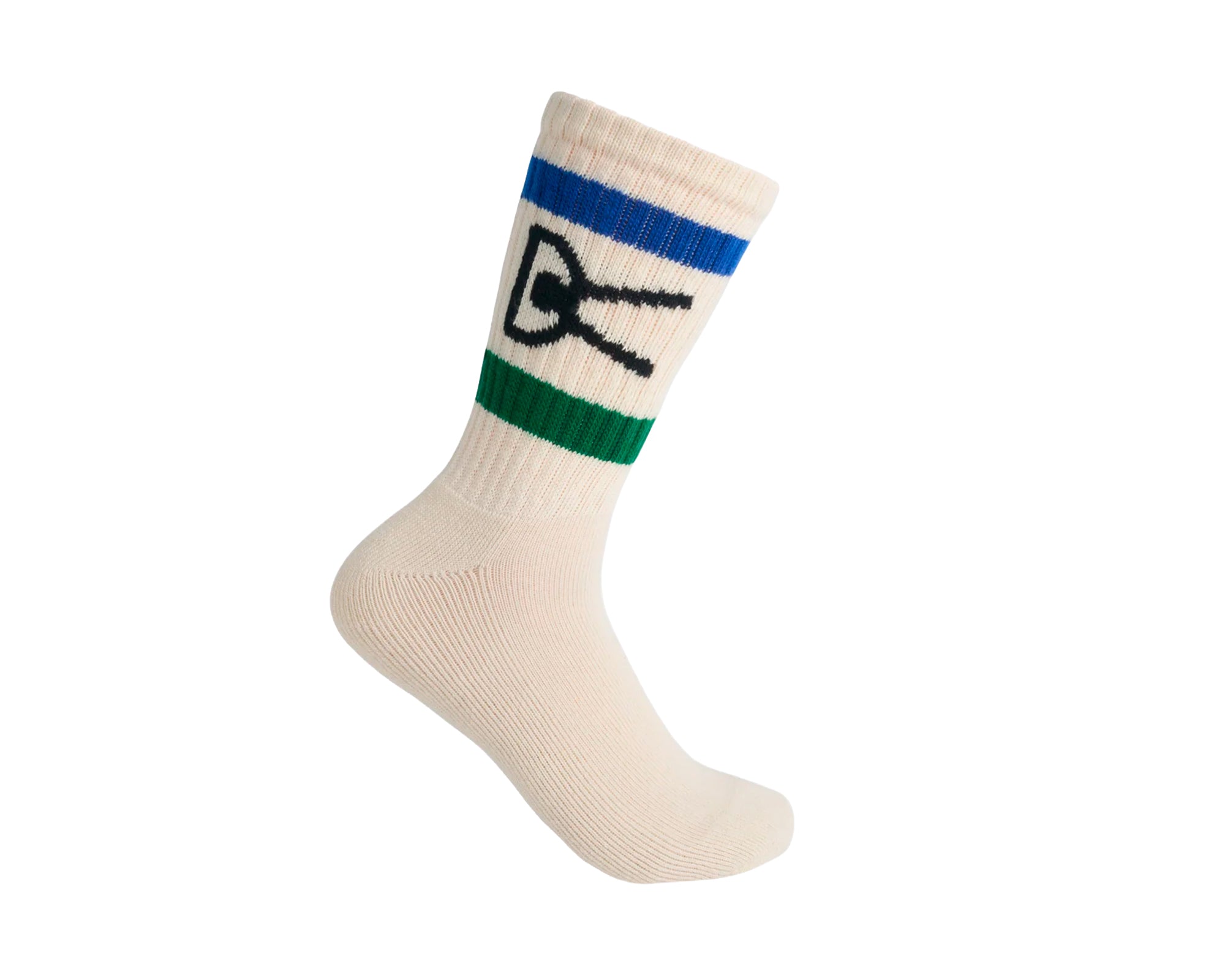 District Vision USA Cotton Socks Cream & Navy/Geen Stripe (2 PACK)