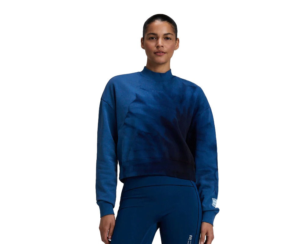 Bandit Cropmock Pullover Aegean Blue Wave Print - Mujer