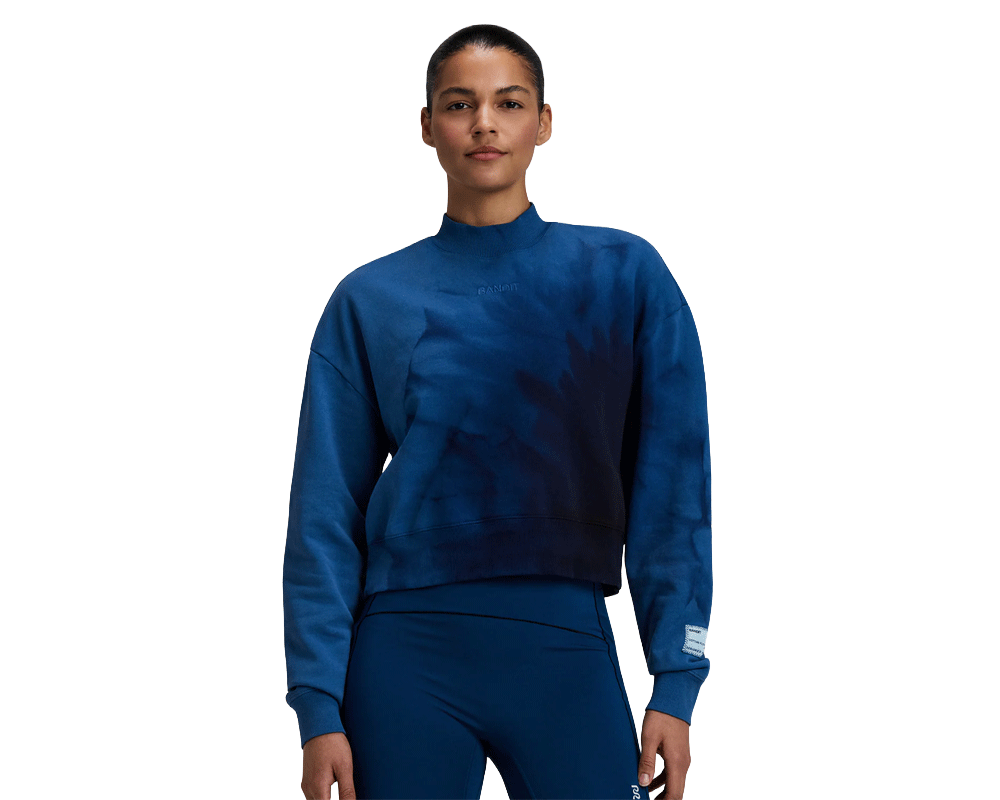 Bandit Cropmock Pullover Aegean Blue Wave Print - Mujer