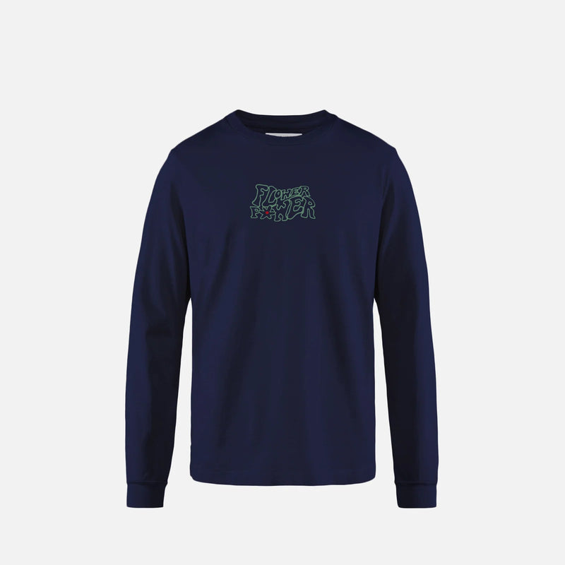 California Cotton Long Sleeve Tee Flower Power Navy · Unisex