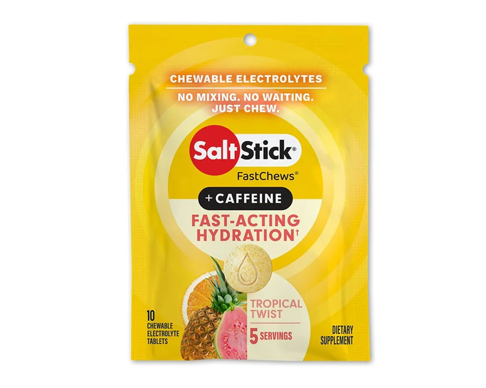 Electrolitos masticables SaltStick FastChews Tropical Twist + Caffeine