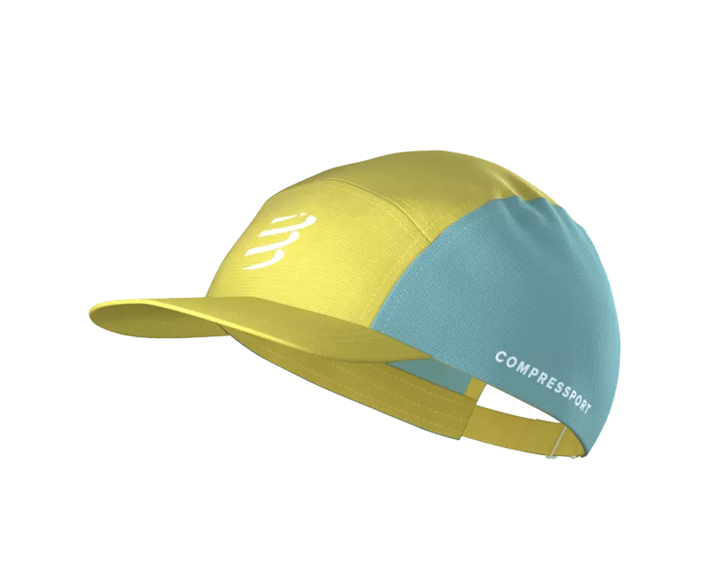 Gorra deportiva de 5 paneles Compressport Lemon/Ether Unisex