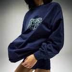 California Cotton Long Sleeve Tee Flower Power Navy · Unisex