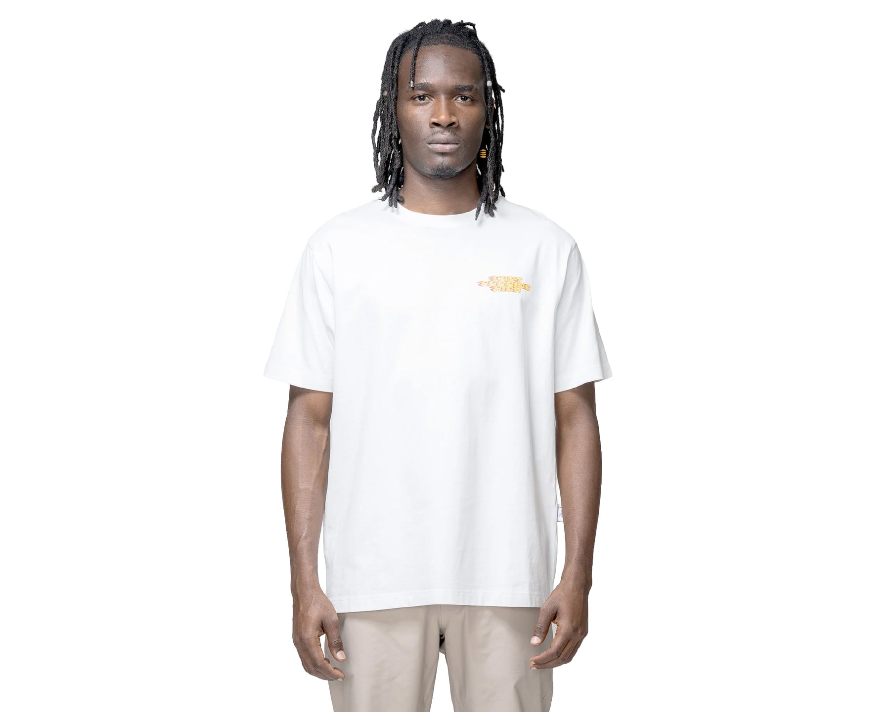 Hermanos Koumori Post Running High Flames Regular T-Shirt Blanca