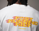 Hermanos Koumori Post Running High Flames Regular T-Shirt Blanca