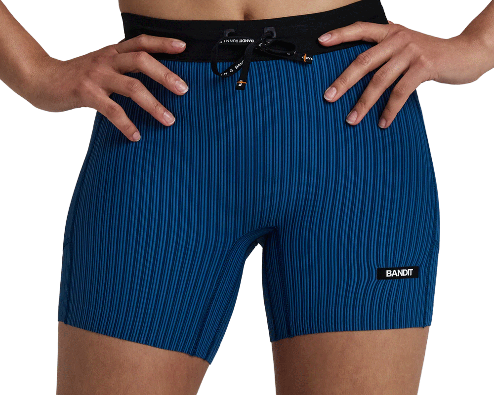 Bandit Striped Cadence 5" Compression Shorts Ink Blue / Aegean