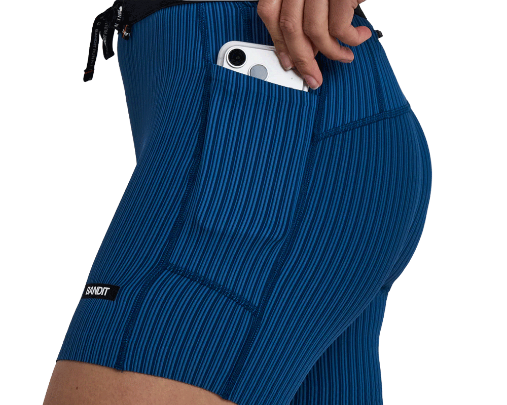 Bandit Striped Cadence 5" Compression Shorts Ink Blue / Aegean