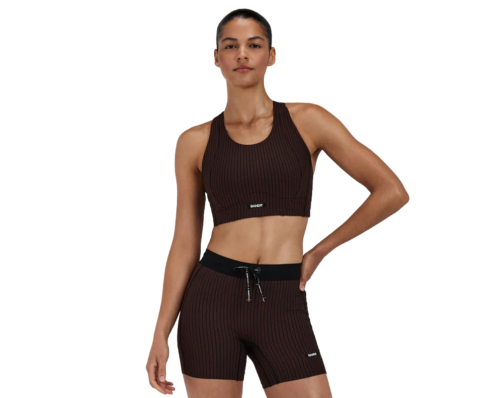 Bandit Striped Cadence Longline Bra Cacao / Black - Mujer