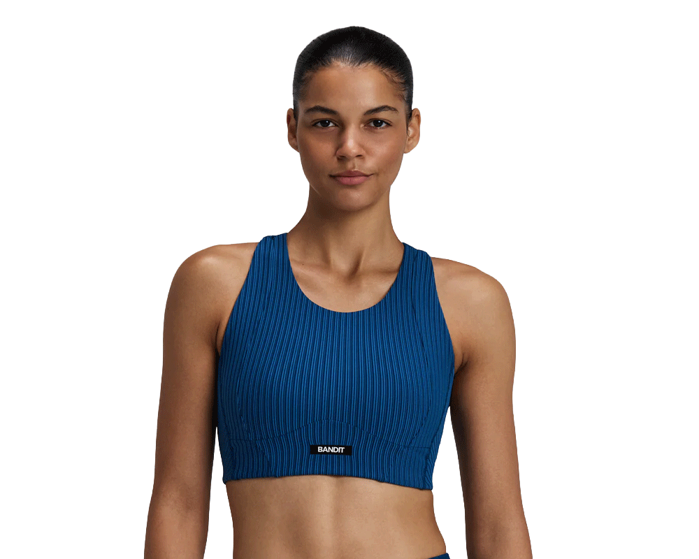 Bandit Striped Cadence Longline Bra Ink Blue / Aegean - Mujer Ink Blue