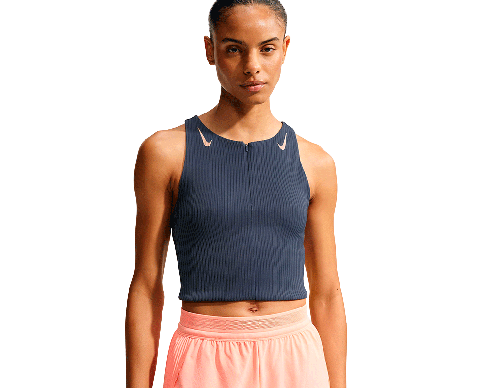 Camiseta de tirantes de correr Dri-FIT ADV Cropped Mujer Thunder Blue/Linen
