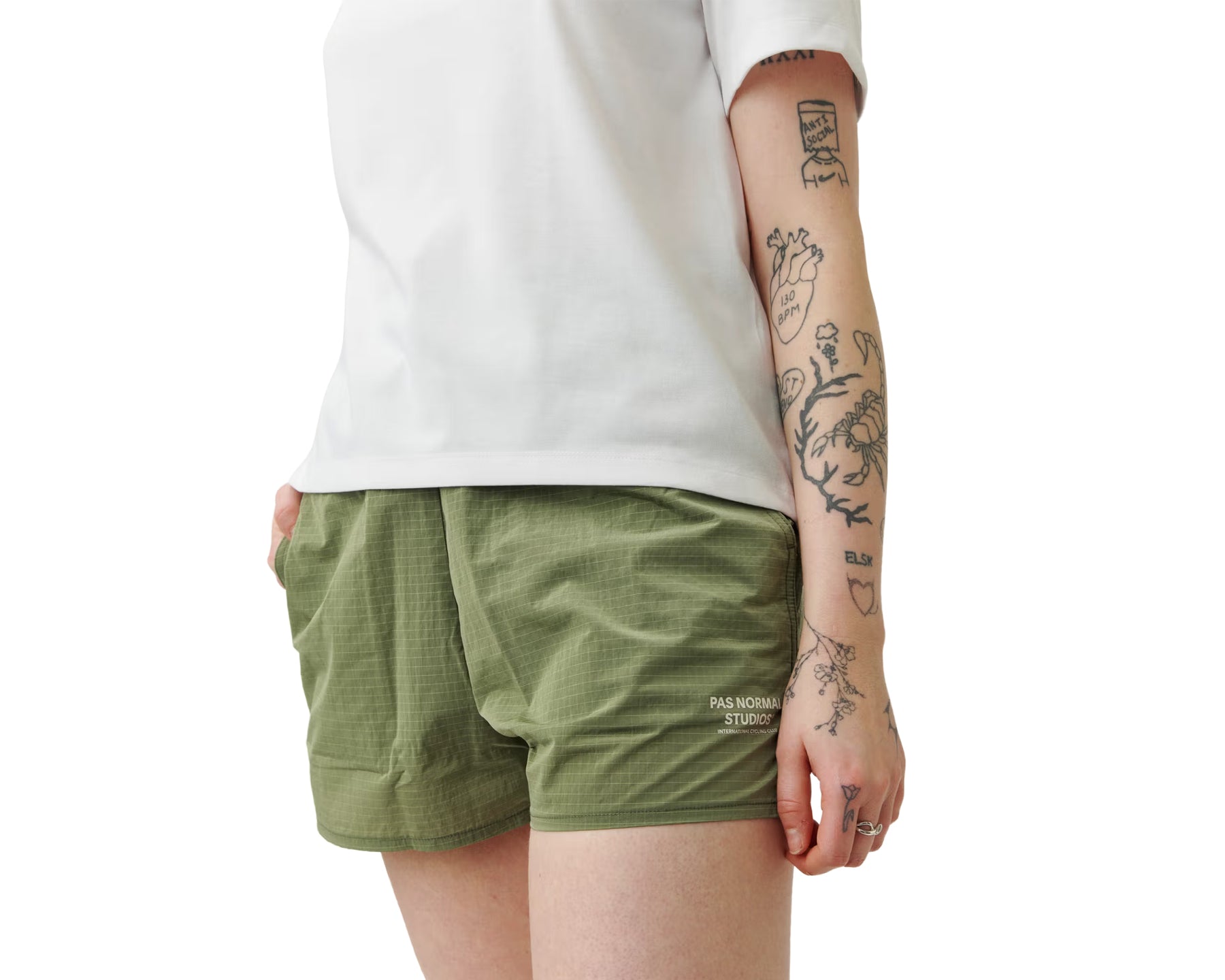 PAS NORMAL STUDIOS Women's Off-Race Ripstop Shorts Army Green