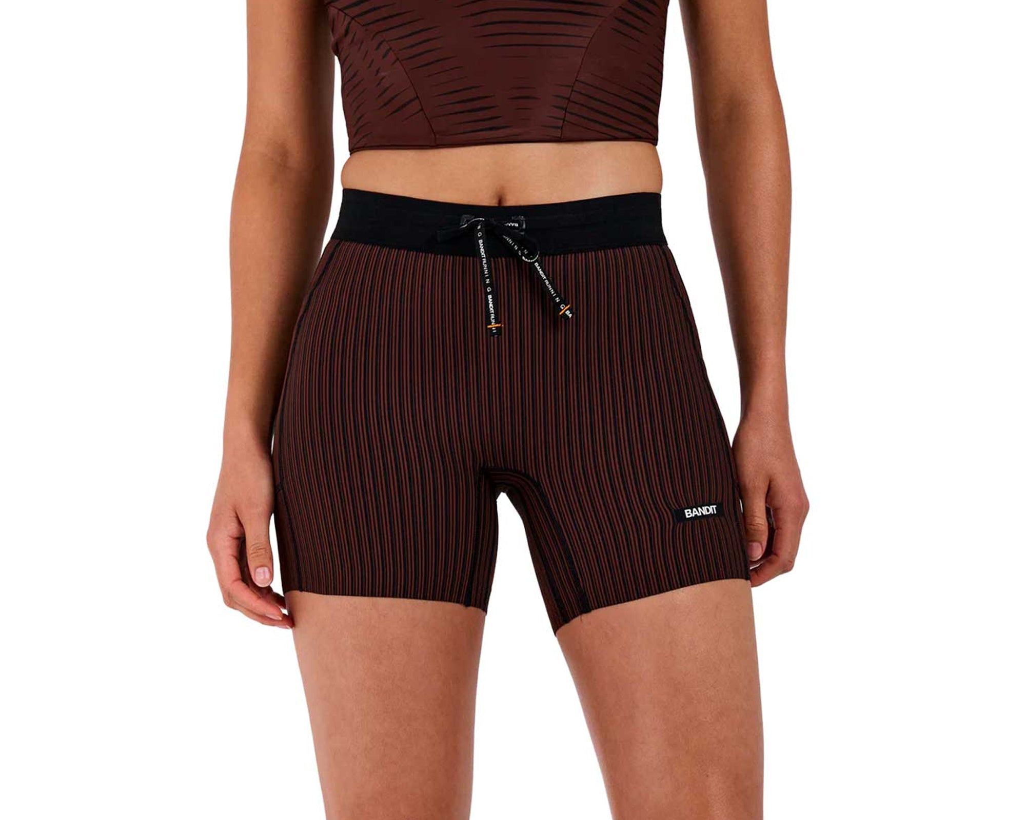 Bandit Striped Cadence™ 5" Compression Shorts Cacao/Black - Women's